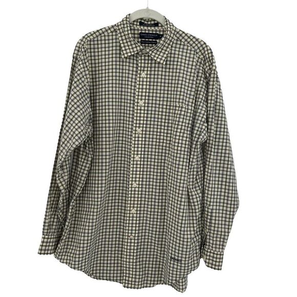 Daniel Cremieux plaid cream blue and green Italian fabric shirt men’s medium - Picture 1 of 5